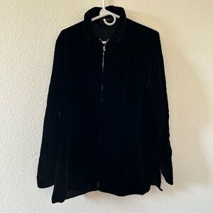 Ishyu VTG Velvet Zip Under Shacket Fits Medium Black Zip Front Dark Witchy